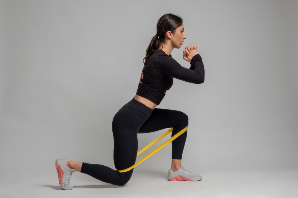 Woman doing lunge - exercise for skiing